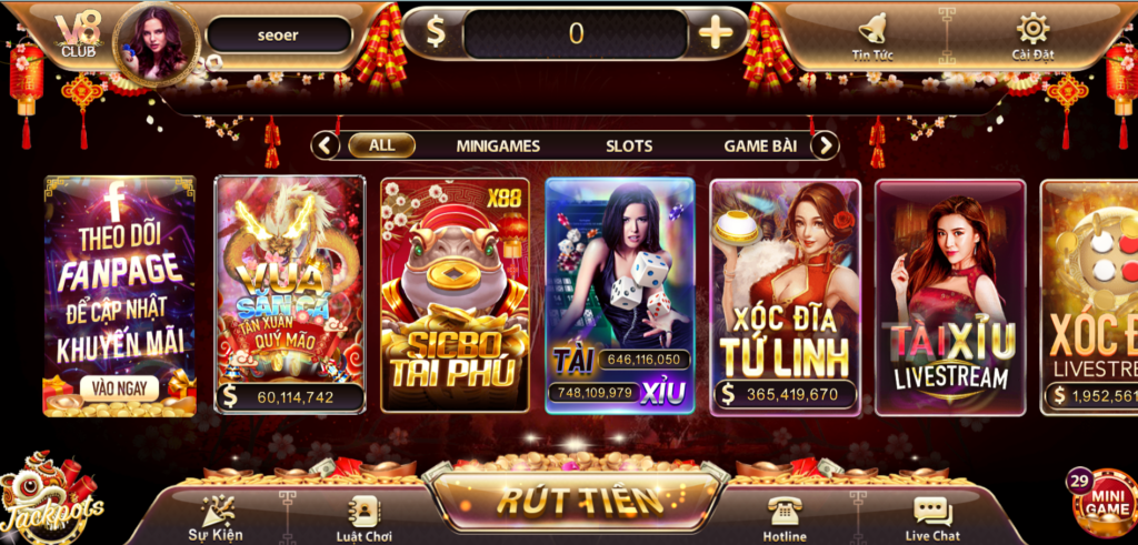 Kho trò chơi xanh chín tại cổng game V8club thu hút đông đảo người chơi tham gia
